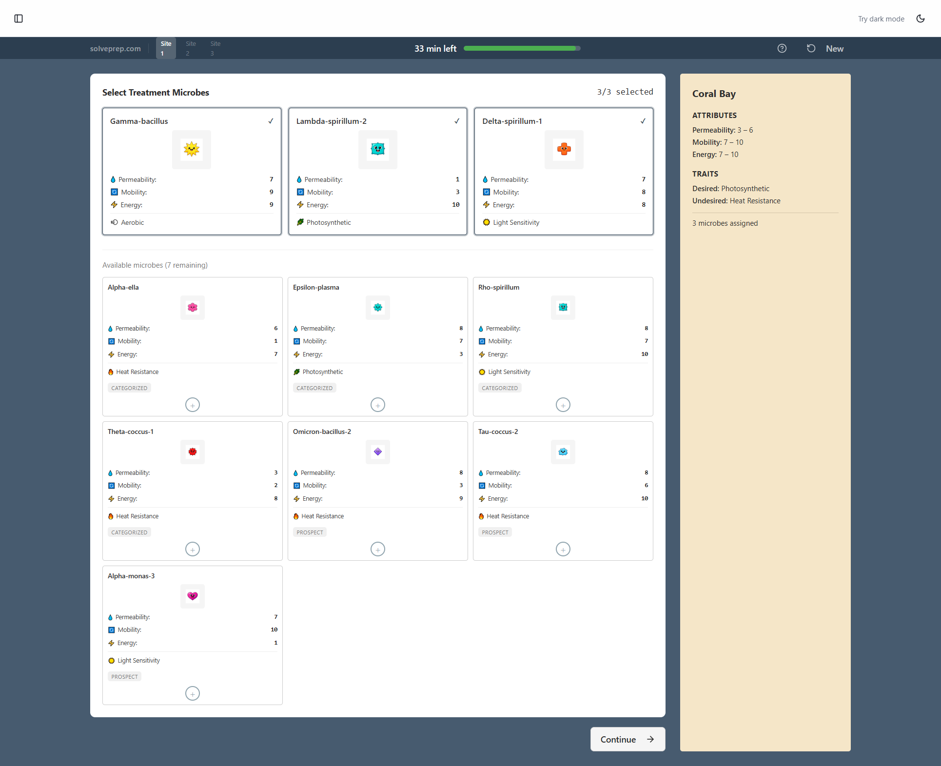 Comparison of McKinsey Solve three games: Sea Wolf, Red Rock Study, and Sustainable Future Lab