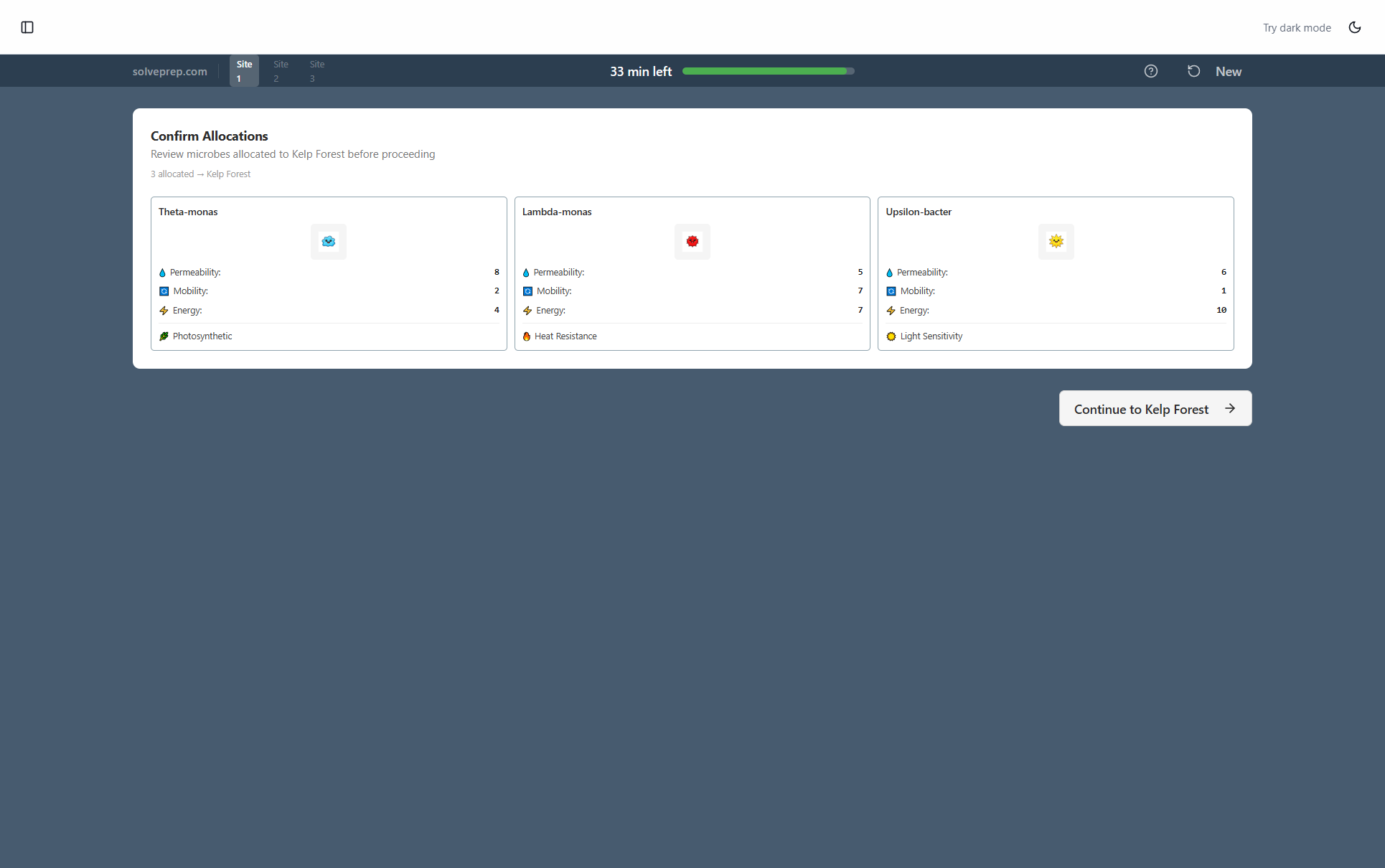 McKinsey Solve scoring breakdown and candidate performance metrics