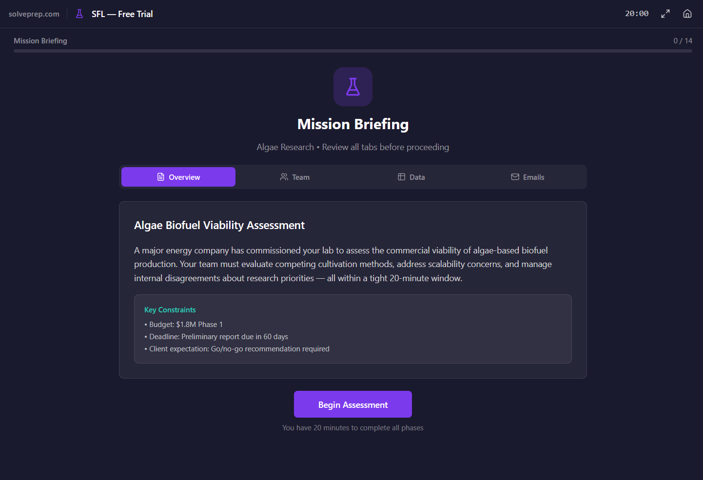 McKinsey Solve Sustainable Future Lab game interface showing sustainability decision scenario