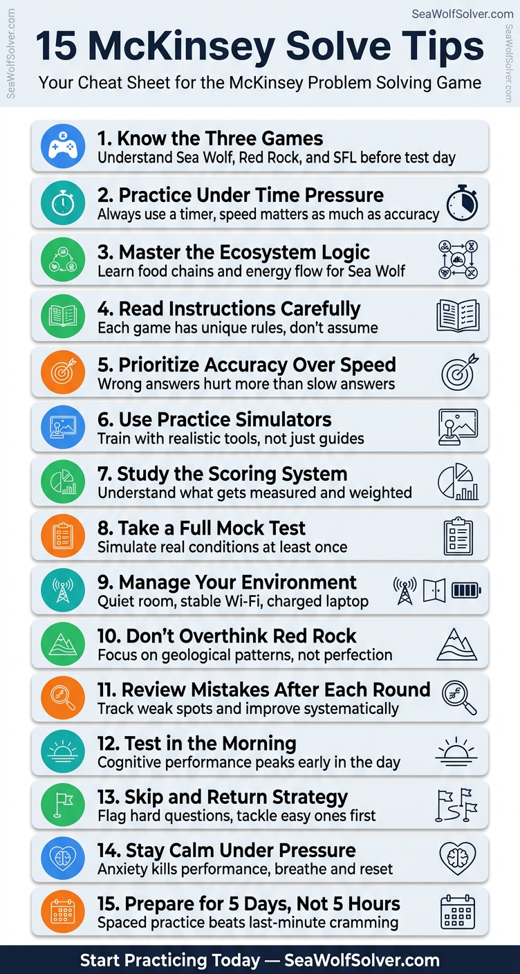 15 McKinsey Solve Tips — Visual Checklist